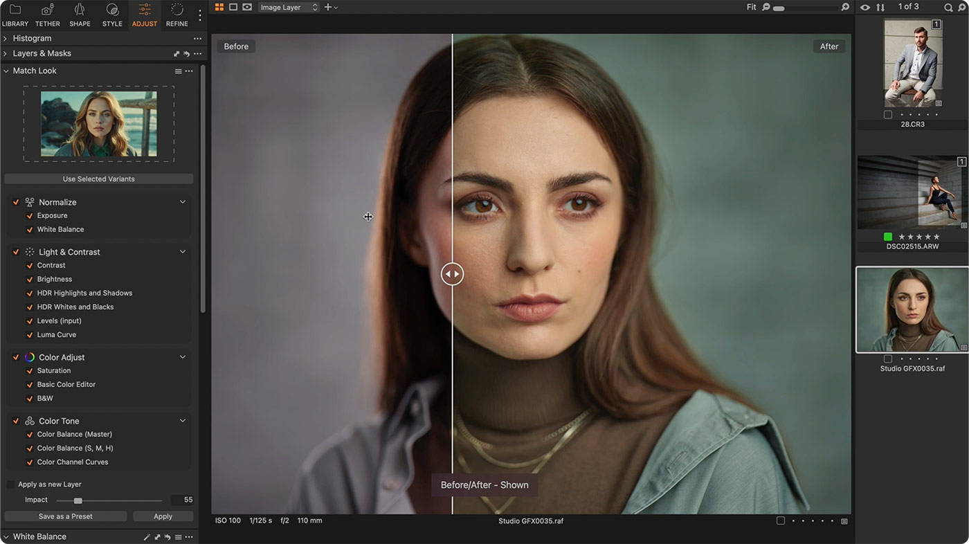 Capture One Match Look Copy Color Grading