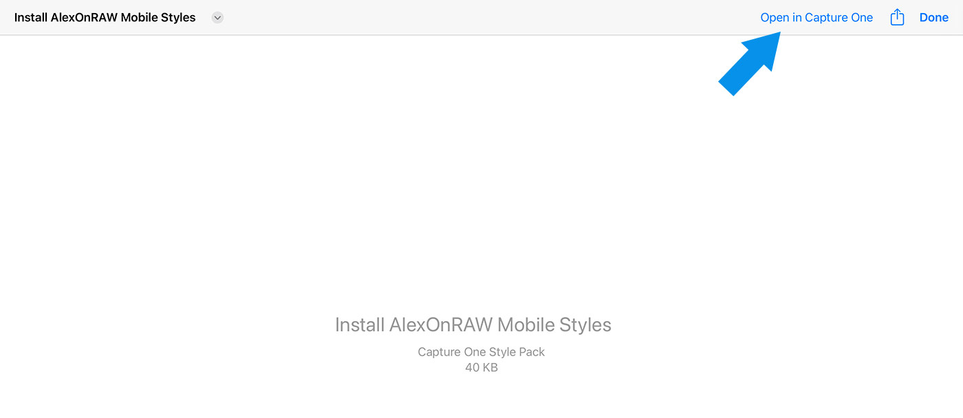 Install Capture One Mobile Styles
