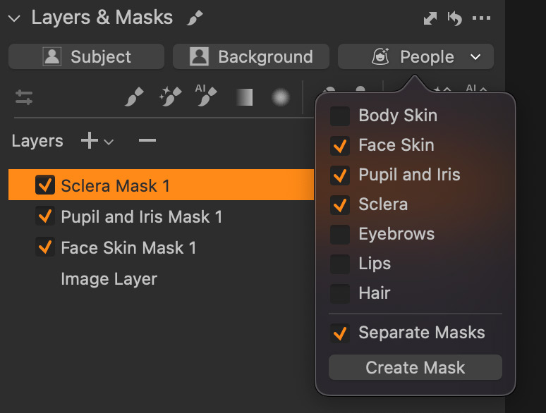 Capture One 16.5.5 introduces Separate Masks in People Masking 